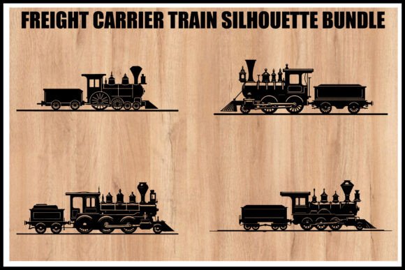 Download Vintage Freight Train Silhouette Set - Vintage Collection