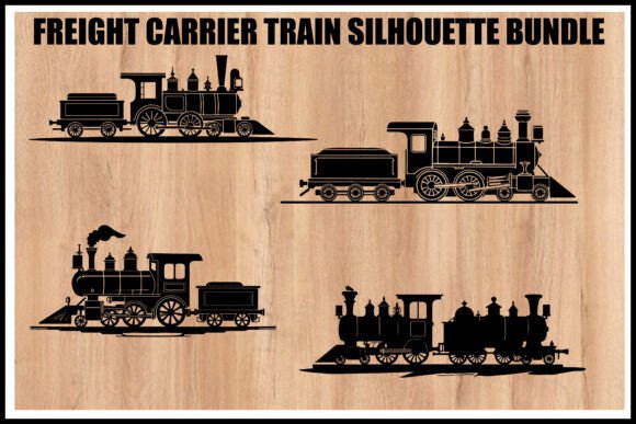 Download Vintage Freight Train Silhouette Set - Vintage Collection