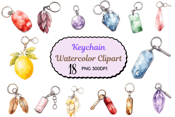 Download Watercolor Vintage Keychain Clipart - Vintage Collection