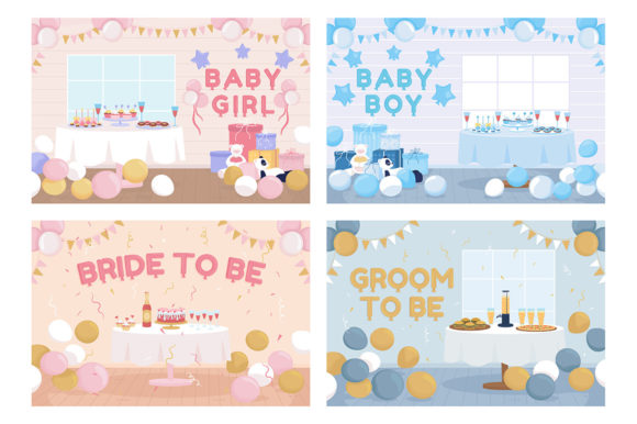 Download Home Party Decorations Illustration Set - Party decorations Collection