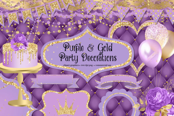 Download Purple and Gold Party Decorations Clipart - Party decorations Collection
