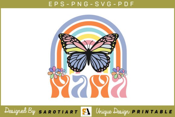 Download Mama with Rainbow Butterfly SVG Design - Butterfly svg design Collection