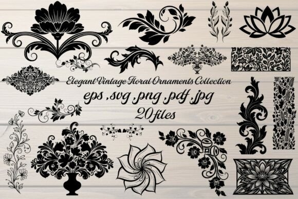 Download Elegant Vintage Floral Ornaments - Vintage Collection
