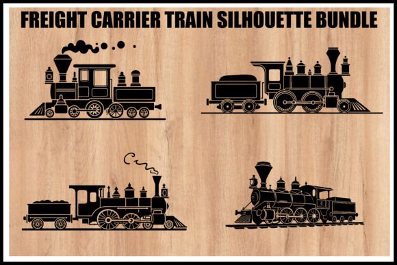 Download Vintage Freight Train Silhouette Set - Vintage Collection