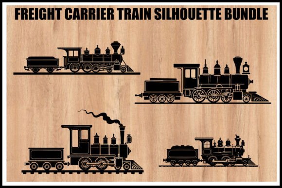 Download Vintage Freight Train Silhouette Set - Vintage Collection