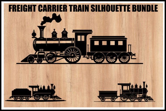 Download Vintage Freight Train Silhouette Set - Vintage Collection