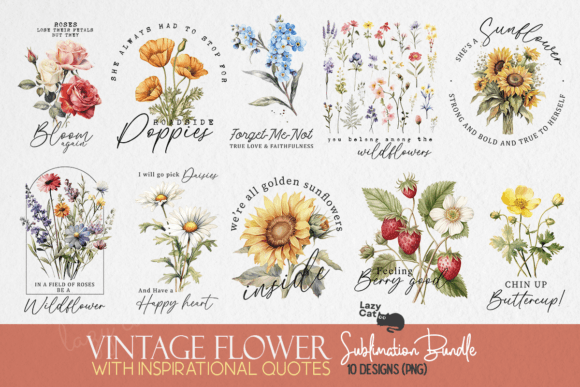 Download Vintage Flower Quote Sublimation Bundle - Vintage Collection
