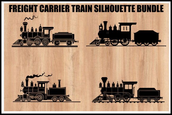 Download Vintage Freight Train Silhouette Set - Vintage Collection